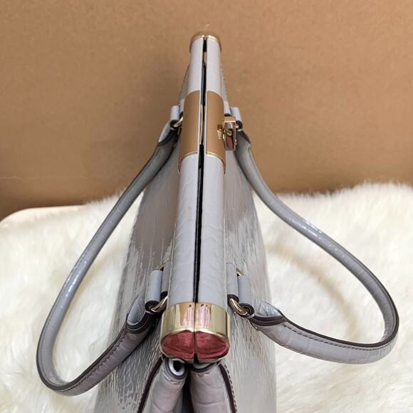 KATE SPADE Knightsbridge Large Gray Croc Emboss Patent Leather CONSTANCE Satchel - Picture 6 of 16